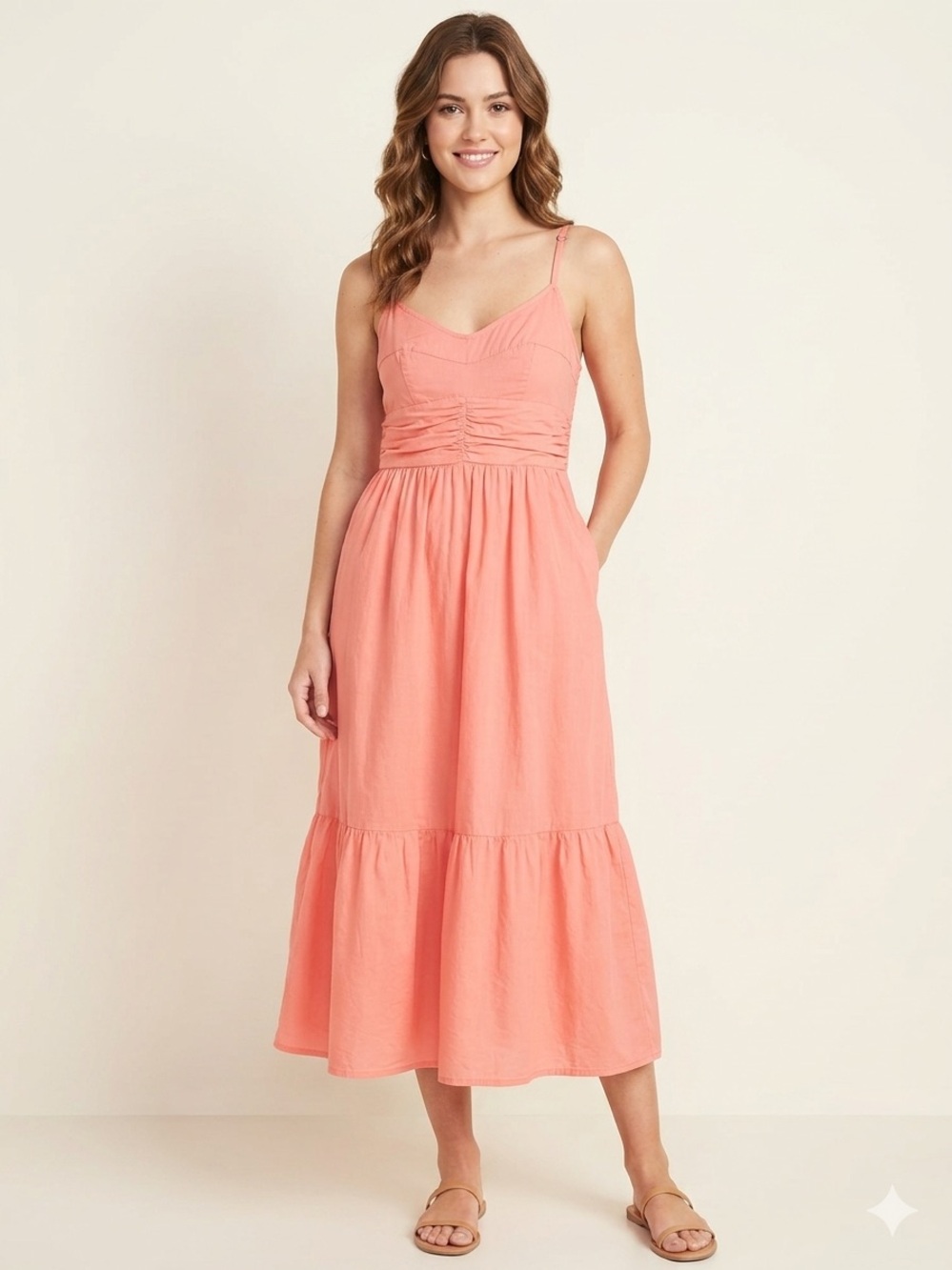 Universal Thread Coral Spaghetti-Strap Maxi Dress